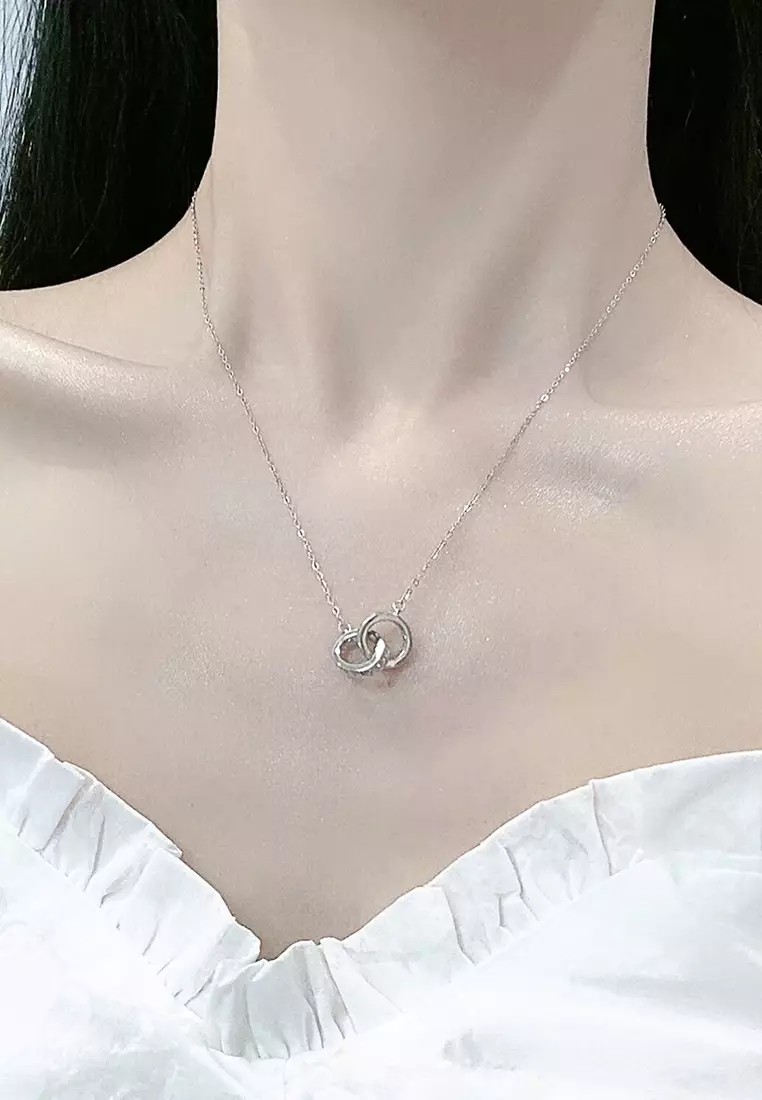 Kalung Wanita Moebius Strip Design Berlian Korea Original Kalung Anti Karat dan Luntur