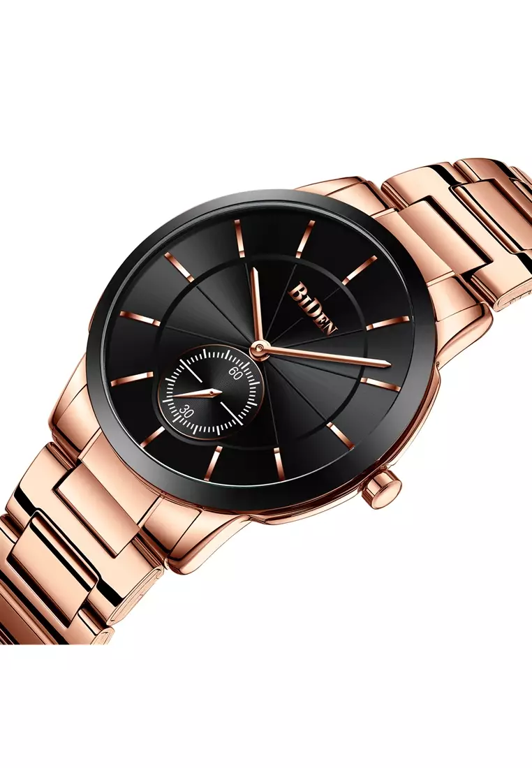 jam tangan pria fashion bisnis stainless steel band waterproof chronograph jam tangan cowok