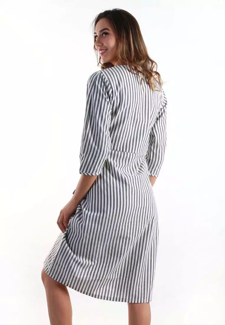 Shaved Stripe Midi Dress