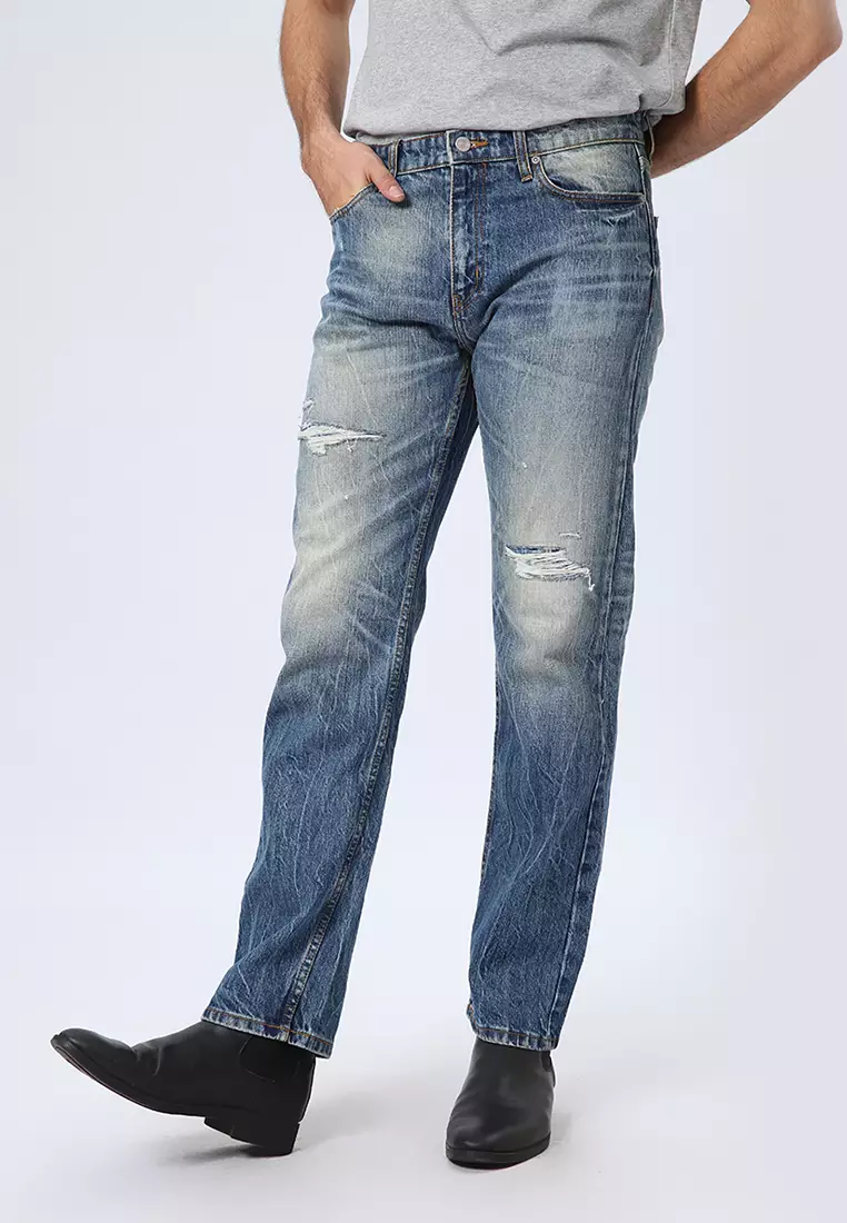 801 Reguler Fit Handcrafted Jeans BLUE AGES DESTROY - Celana Panjang Denim Pria