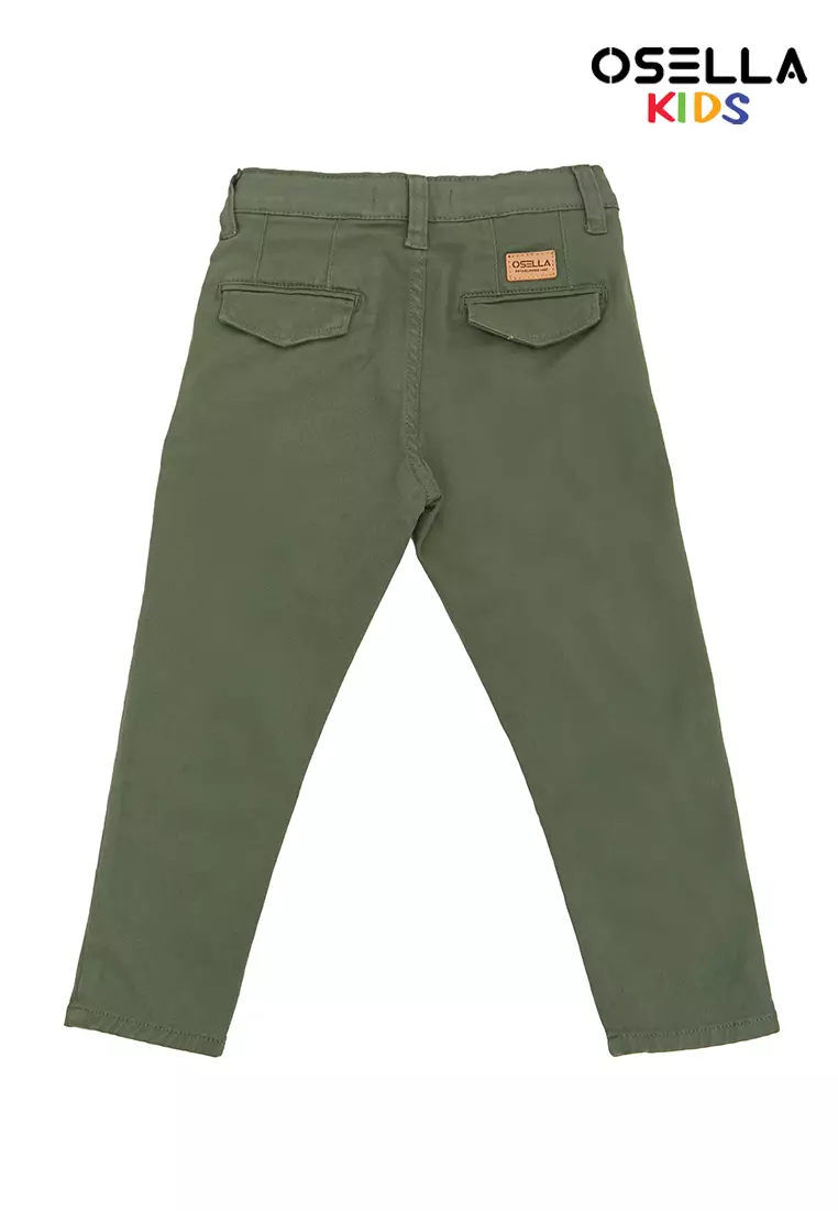[NEW] Osella Earth Collection Slim Fit Chinos in Army Green 228P400254 | Celana Panjang Anak Laki-Laki