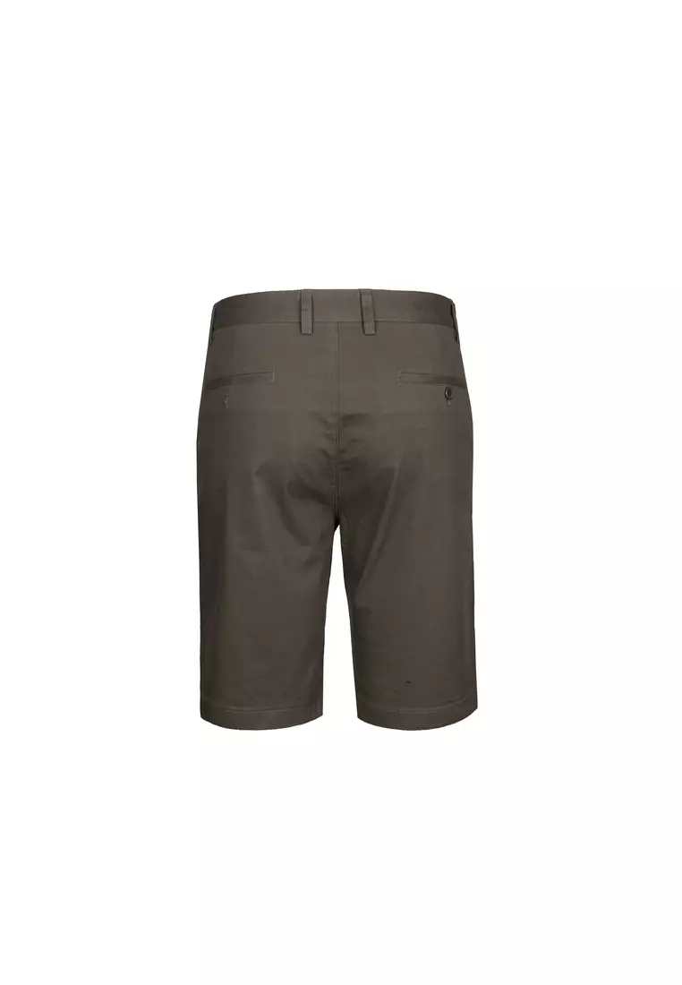 Buy Goldlion Goldlion Trim Fit Cotton Casual Bermudas Dark Khaki