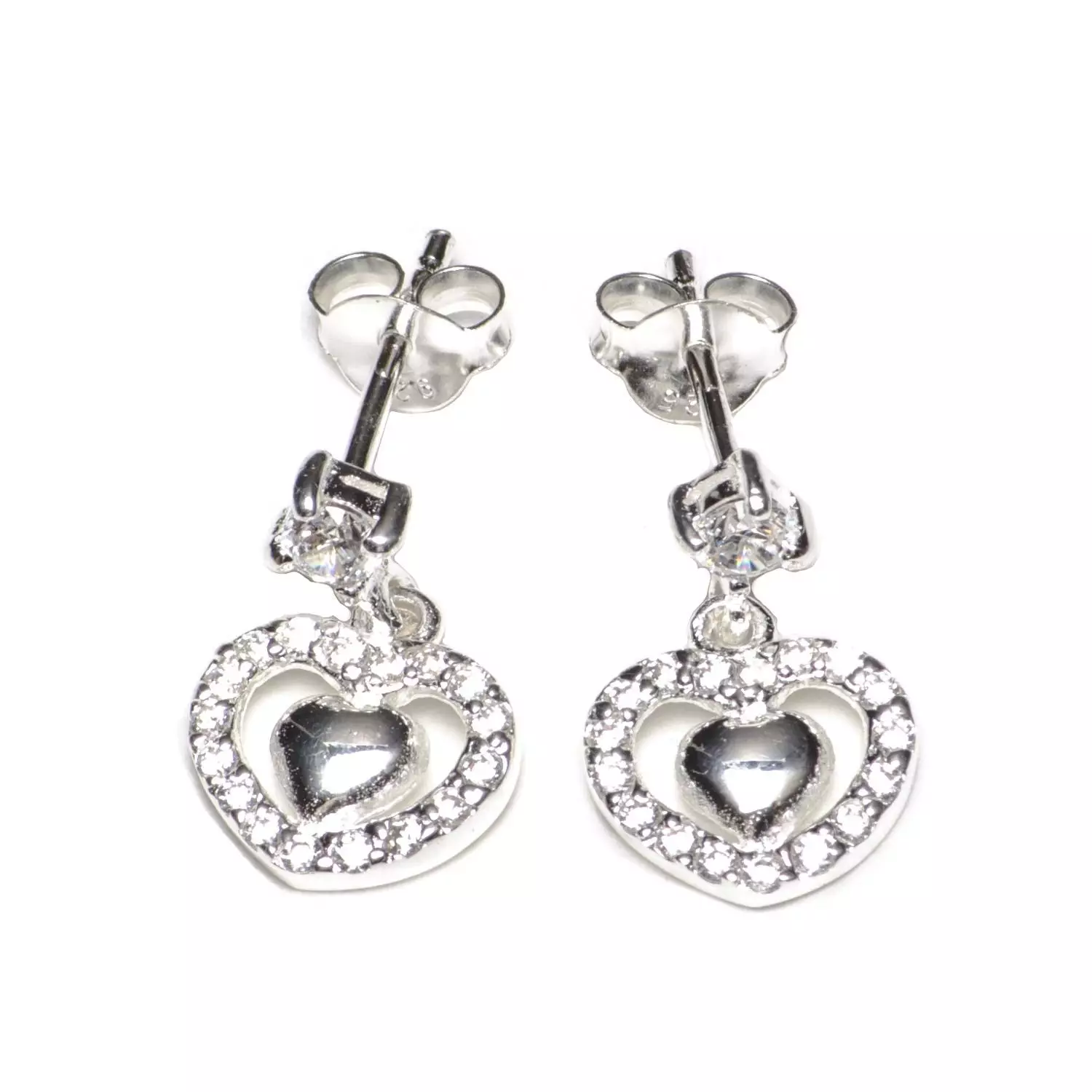 Buy Silverworks Marisol Silver Stud with Dangling Zirconian Heart.