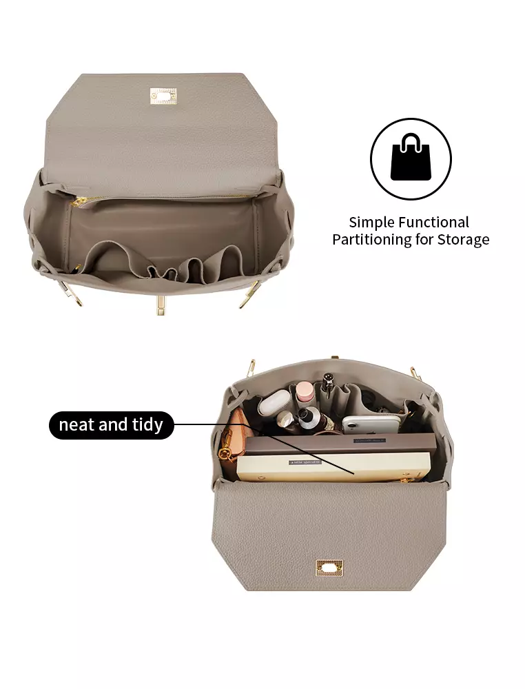 Victoria女士裸色顶柄手提包 带金色五金件