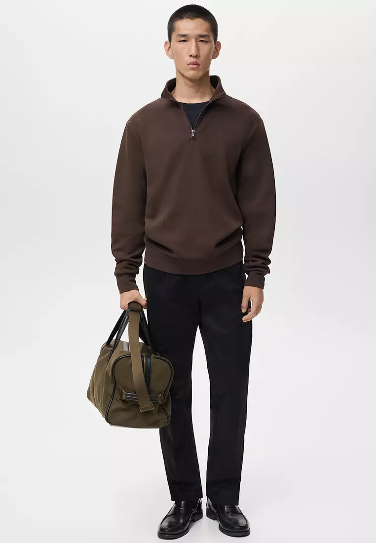 Regular-Fit Cotton Sweatshirt With Zip