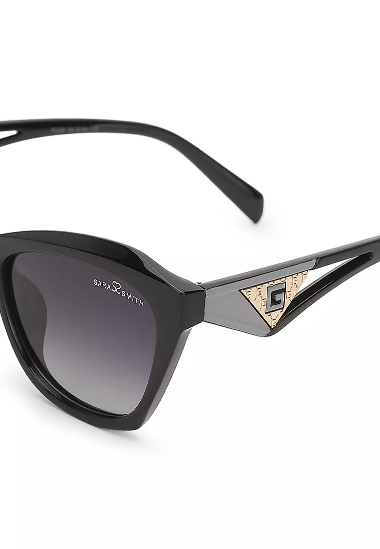 Unisex Polarized Cat-Eye Sunglasses (太陽眼鏡) - 黑色 / 灰色