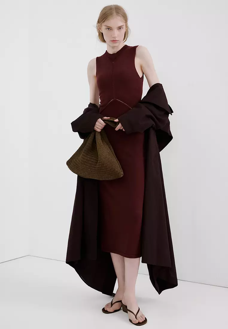 luxury knit dresses Retori Jacquard Sleeveless Maxi Collar Long Dress in Silk main image 0
