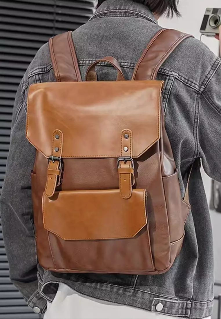Vintage faux leather backpack on sale