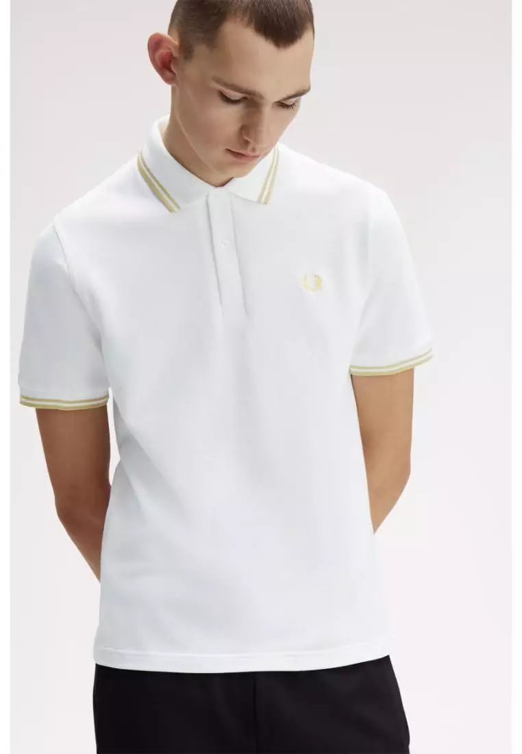 Fred Perry M12 Twin Tipped Fred Perry Shirt (White/Champagne)
