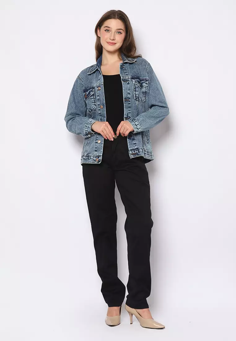 Twill Celana Panjang Wanita Slim Fit Cheerful Hitam 222501