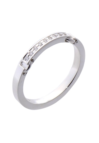 Shop The Lovemark Buckle Chain Ring With Artificial Diamonds For