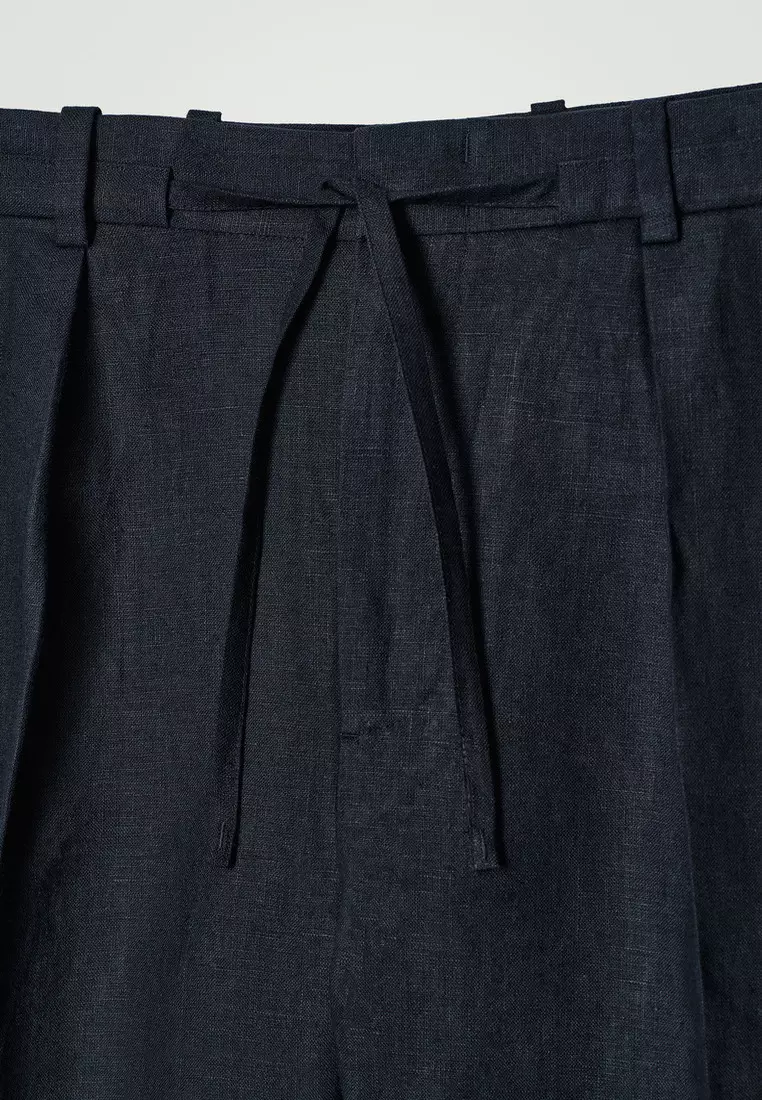 TAILORED DRAWSTRING LINEN SHORTS