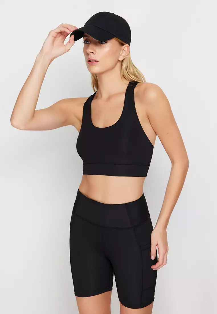 Black Back String Strap Supported/Styling Sports Bra