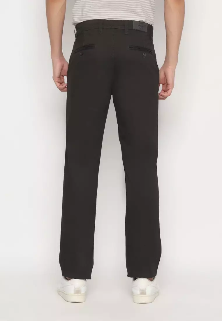 POLICE Celana Chino Panjang Dk.Coffee Cotton Premium Regular Fit Pria