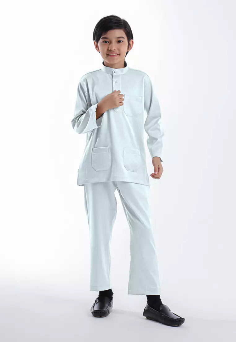 Alain Delon Baju Melayu Cekak Musang Budak - 19026505-31TintedAquaBlue