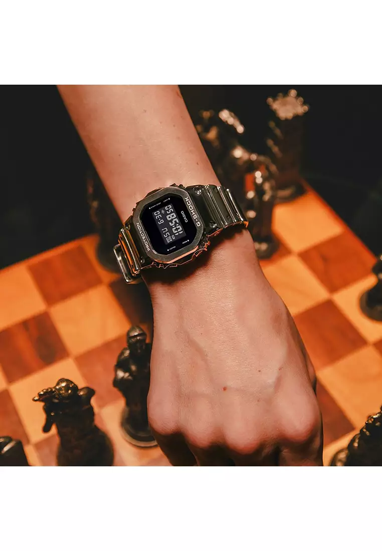 Fine Metallic Series GM-5600YM-8 Men Digital Watch Silver Stainless Steel Strap