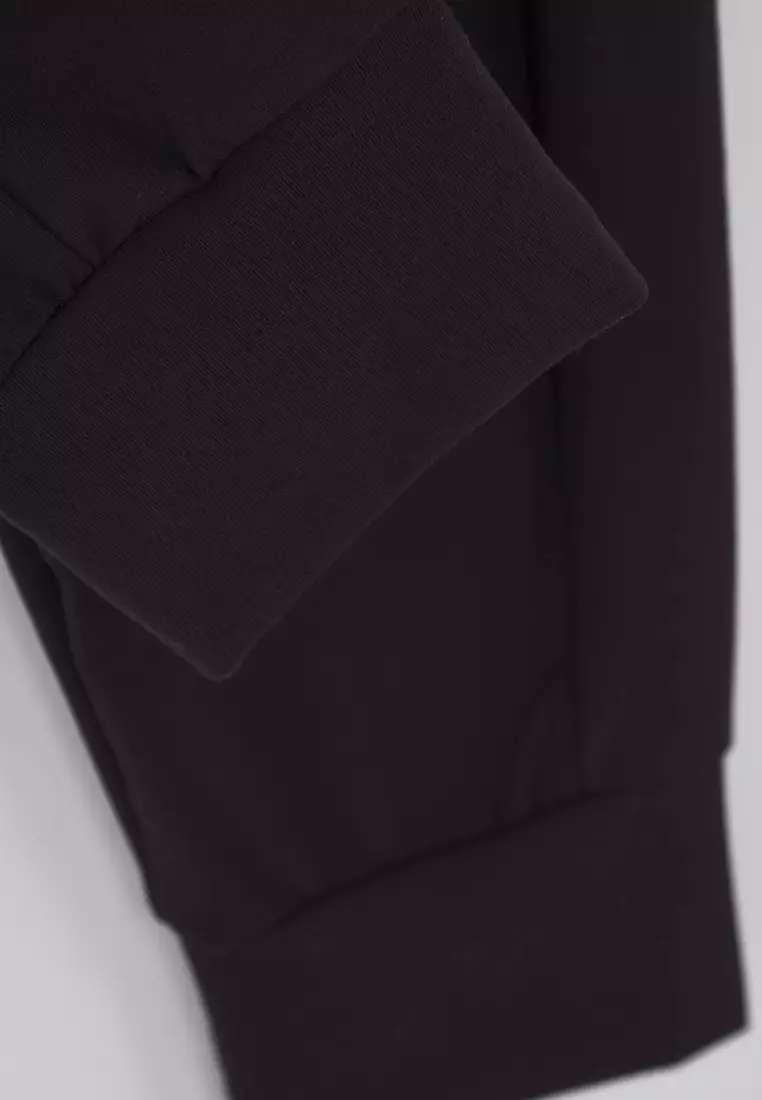 Black Brushed Soft Fabric Pocketed Sports Knitted Sweatpants