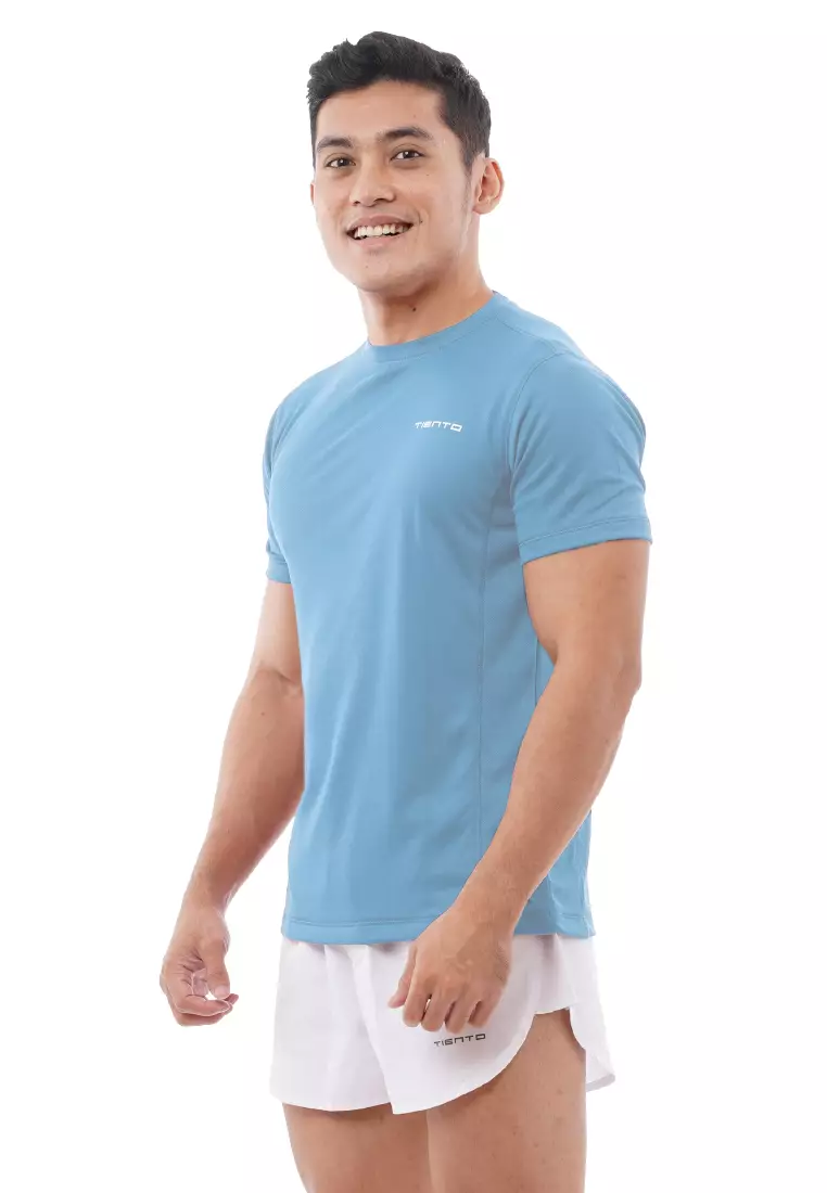 Tiento Kaos Dry Fit Men Airy Blue Baju Olahraga Lari Pria