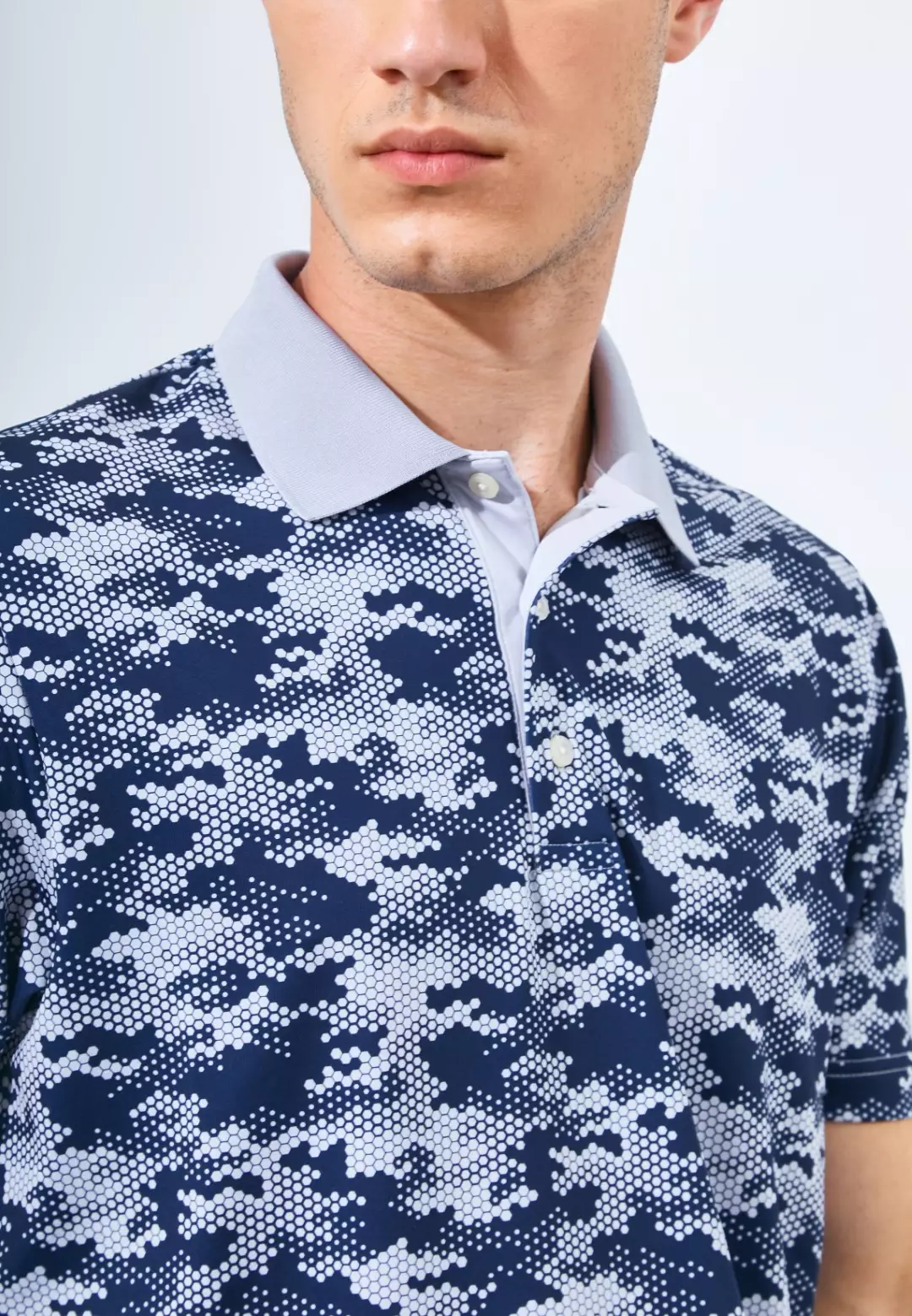 Jack Nicklaus Balboa Premium Mix Print Polo Silver Coast