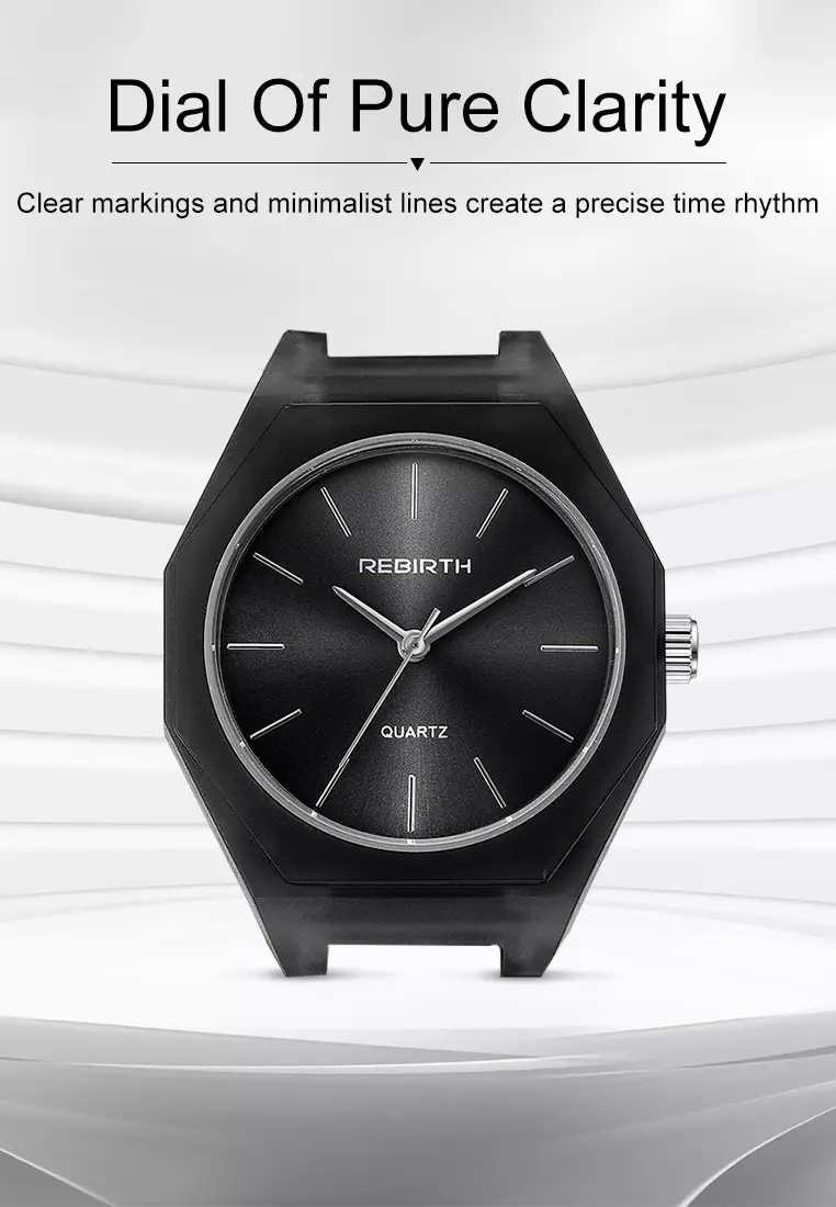 Jam Tangan Wanita Simple Analog Tali Silicone Anti Air Jam Tangan Cewek BLACK