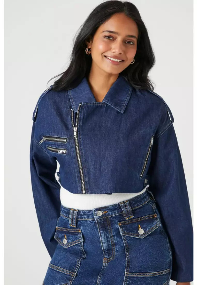Forever 21 denim moto jacket