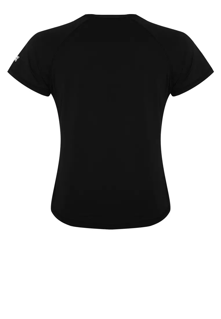 Black Reflector Print Detailed Knitted Sports T-Shirt THMSS24TS00002