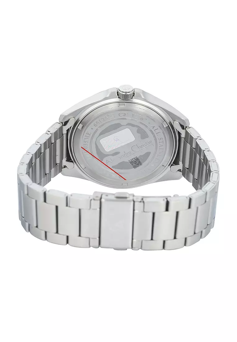 Alexandre Christie - Jam Tangan Analog Pria - Silver Case White Dial - Stainless Steel - 6512MEBTBSL