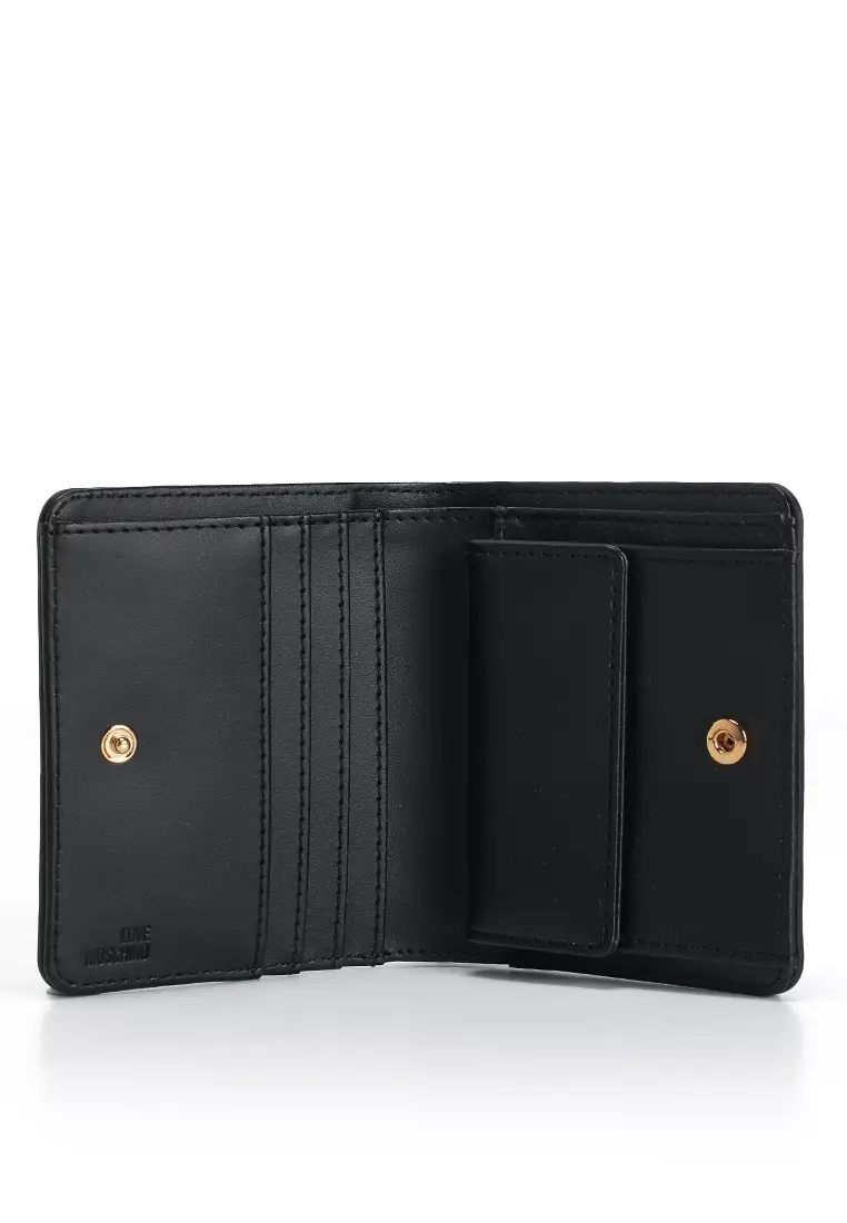 Locked in Gold Logo Plaque Bifold Wallet (nt)