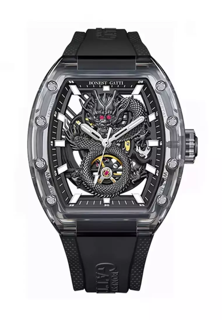 BONEST GATTI™ Automatic Unisex K9 Crystal Watch, Rubber Strap