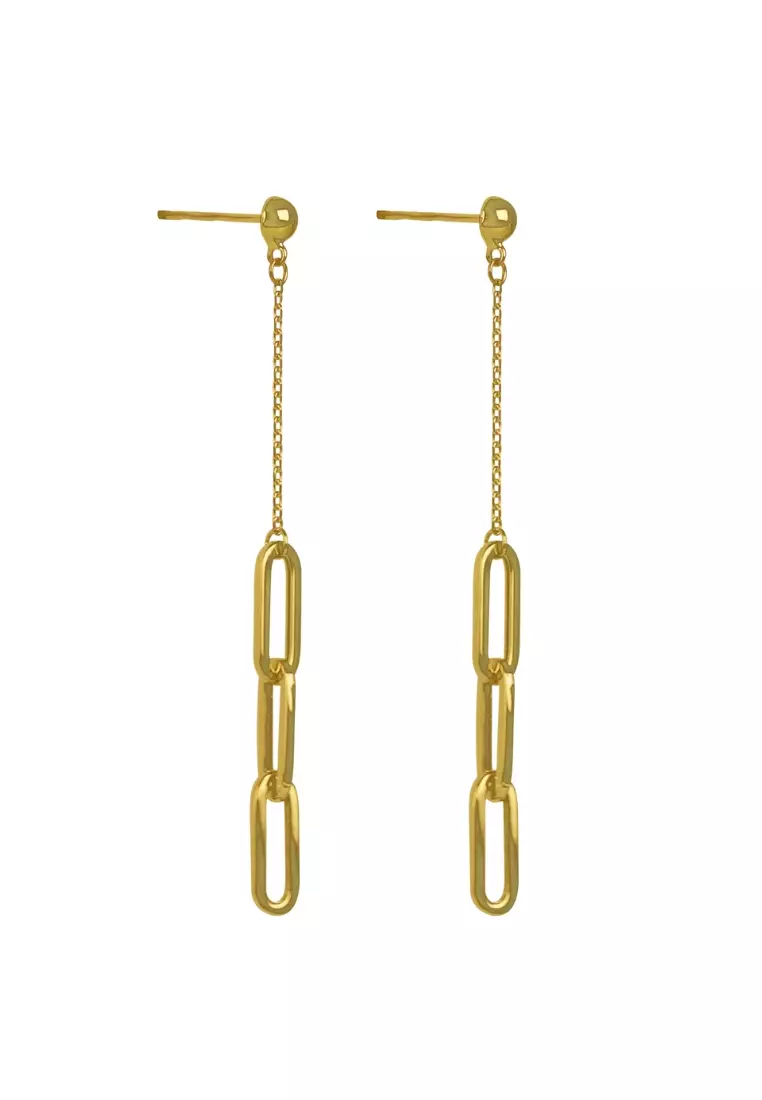 Paperclip Chain Drop Earrings 18k Gold