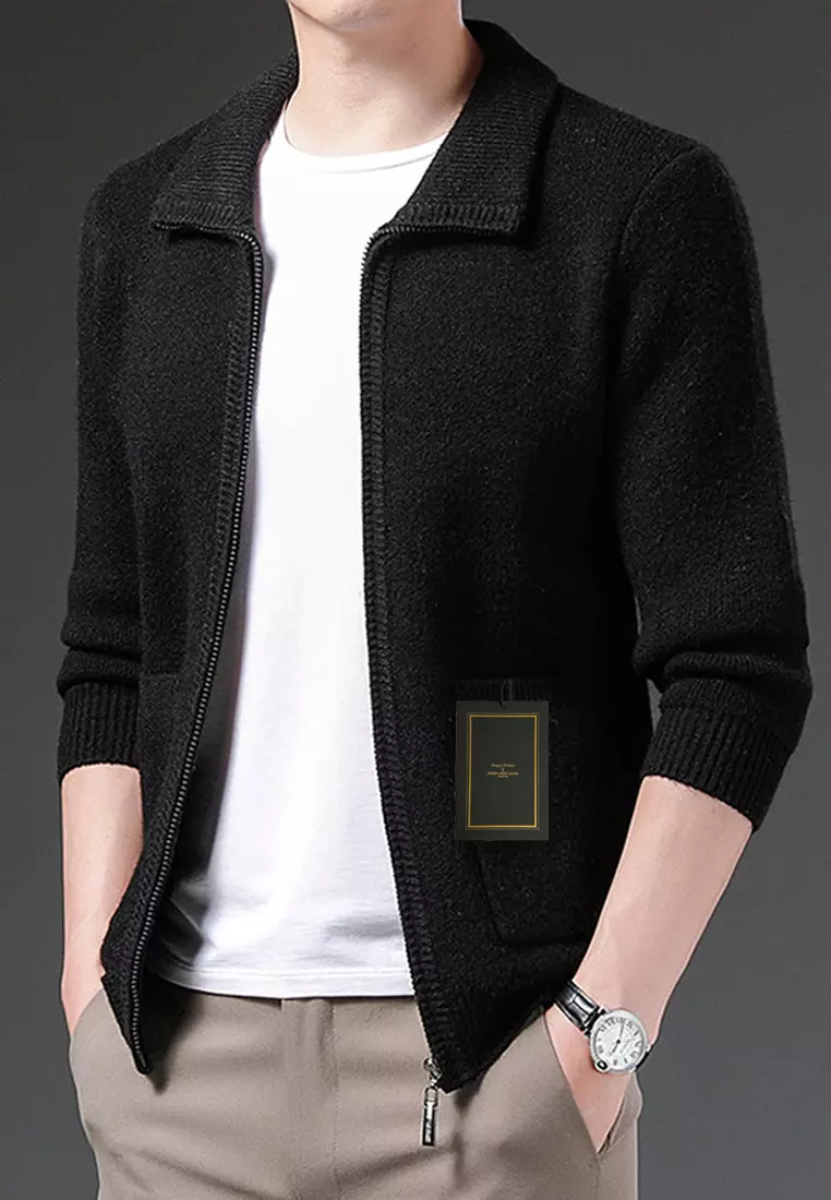 Mens black deals wool cardigan