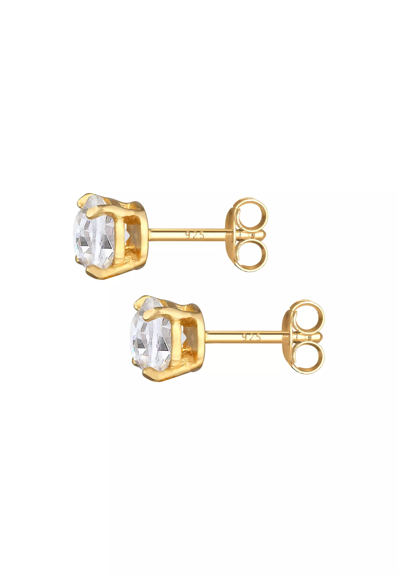Earrings Men Ear Studs Round Timeless Crystals Gold Plated