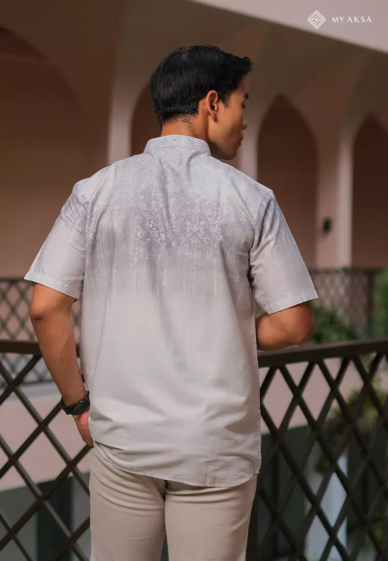 My Aksa Kemeja Batik Pria Lengan Pendek Al Barra Grey