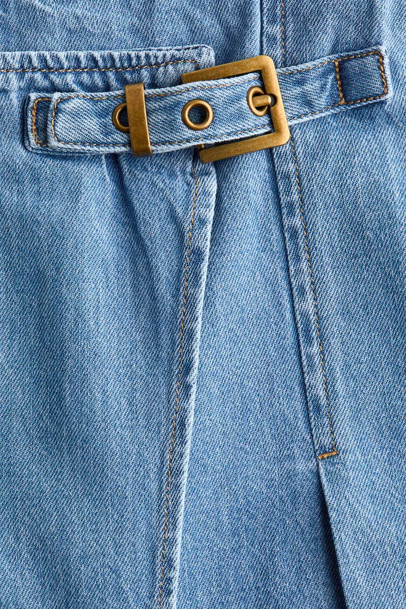 Wrapover denim skort