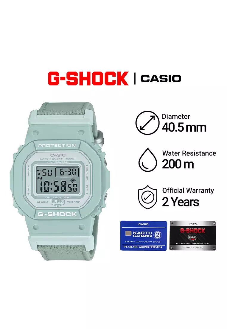 Jam Tangan Digital Wanita Casio G-Shock - Light Green Truecotton Strap - GMD-S5600CT-3D