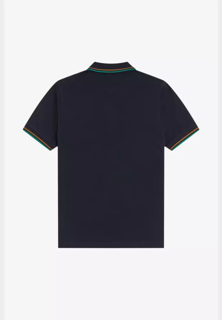 Fred Perry M1588 Twin Tipped T-Shirt (Navy / Dark Caramel / Sport Green)