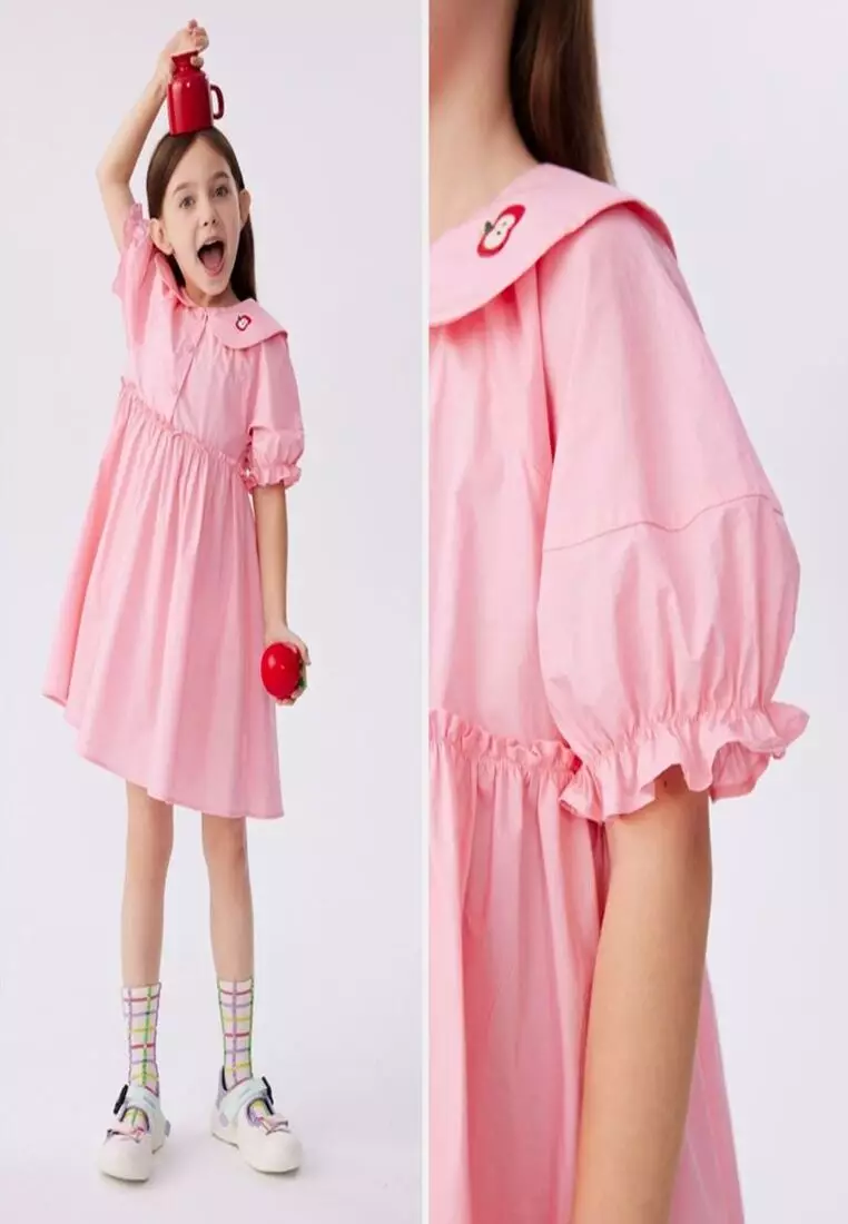 马拉丁女短袖连衣裙粉红色夏季裙