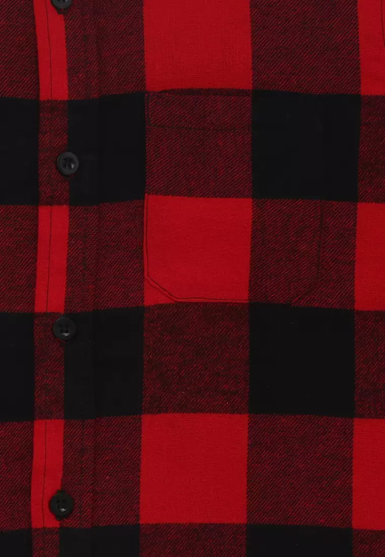 Kemeja Lengan Panjang Anak Laki Kotak Merah Hitam Flannel - AWESOME