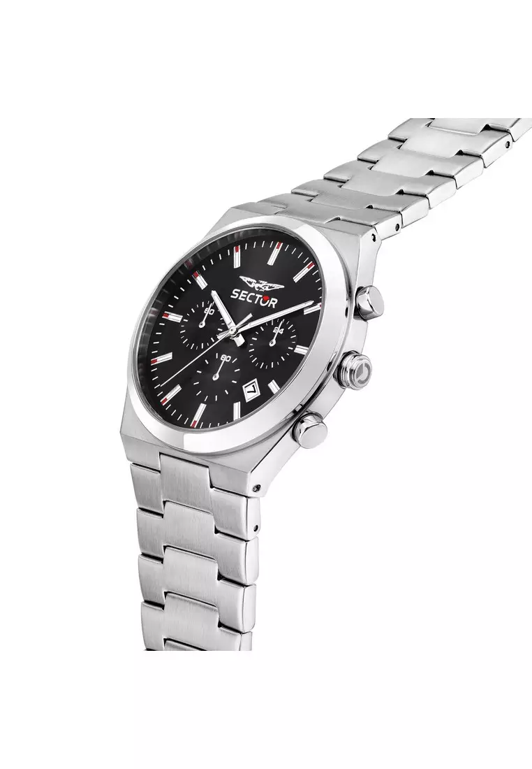 【2 Years Warranty】Sector C300 Black 42mm Men's Quartz Watch with Steel Strap R3273301001