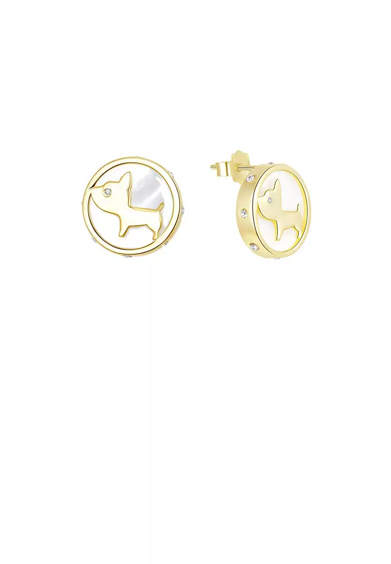Buy Glamorousky 925 Sterling Silver Plated Gold Simple Cute Puppy