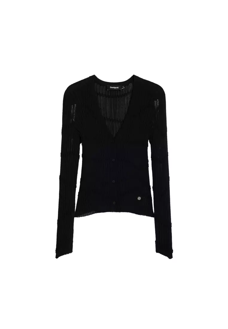 Fitted textured cardigan