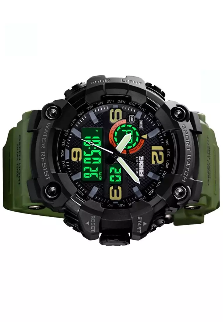Jam Tangan Casual Digital Analog 3 Time Pria Water Resistant 50m Strap Tali Material Rubber KA13 ORIGINAL