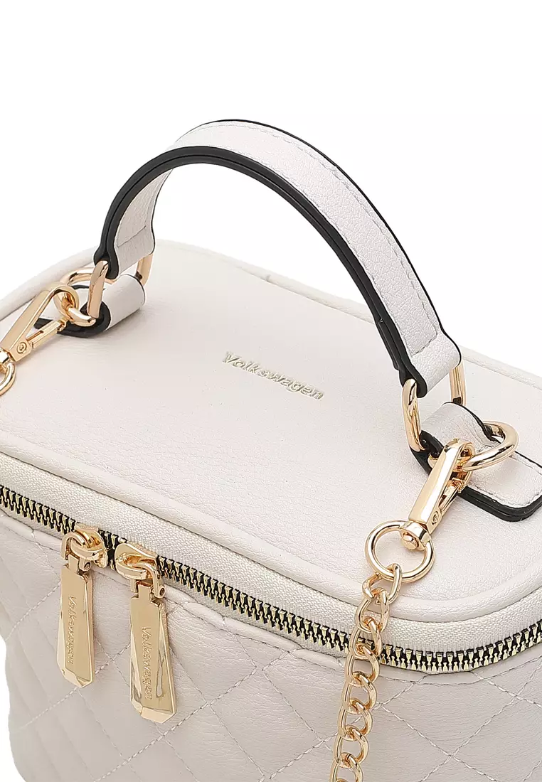 Women's Quilted Top Handle Bag / Sling Bag / Crossbody Bag (Tas Selempang / Tas Tangan) - Krem