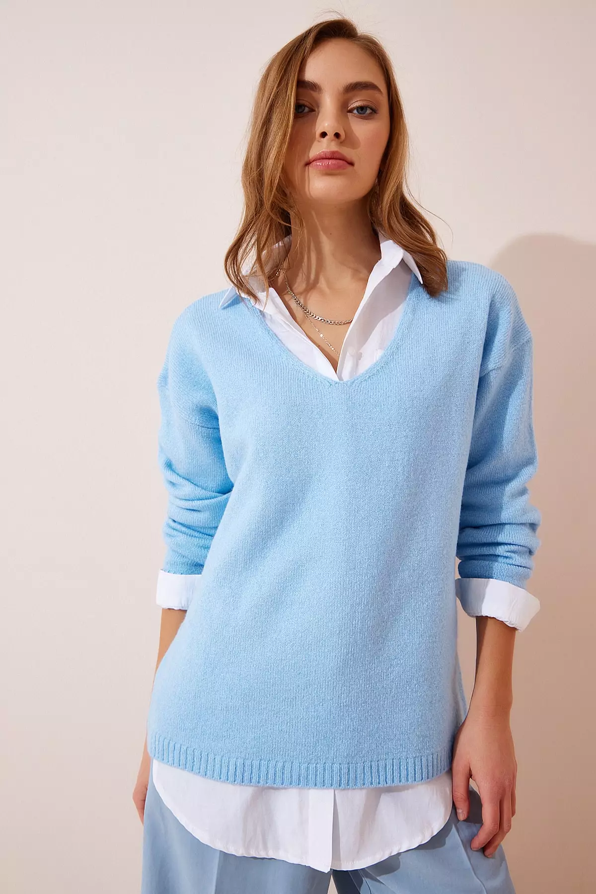 V-Neck Knitwear Sweater