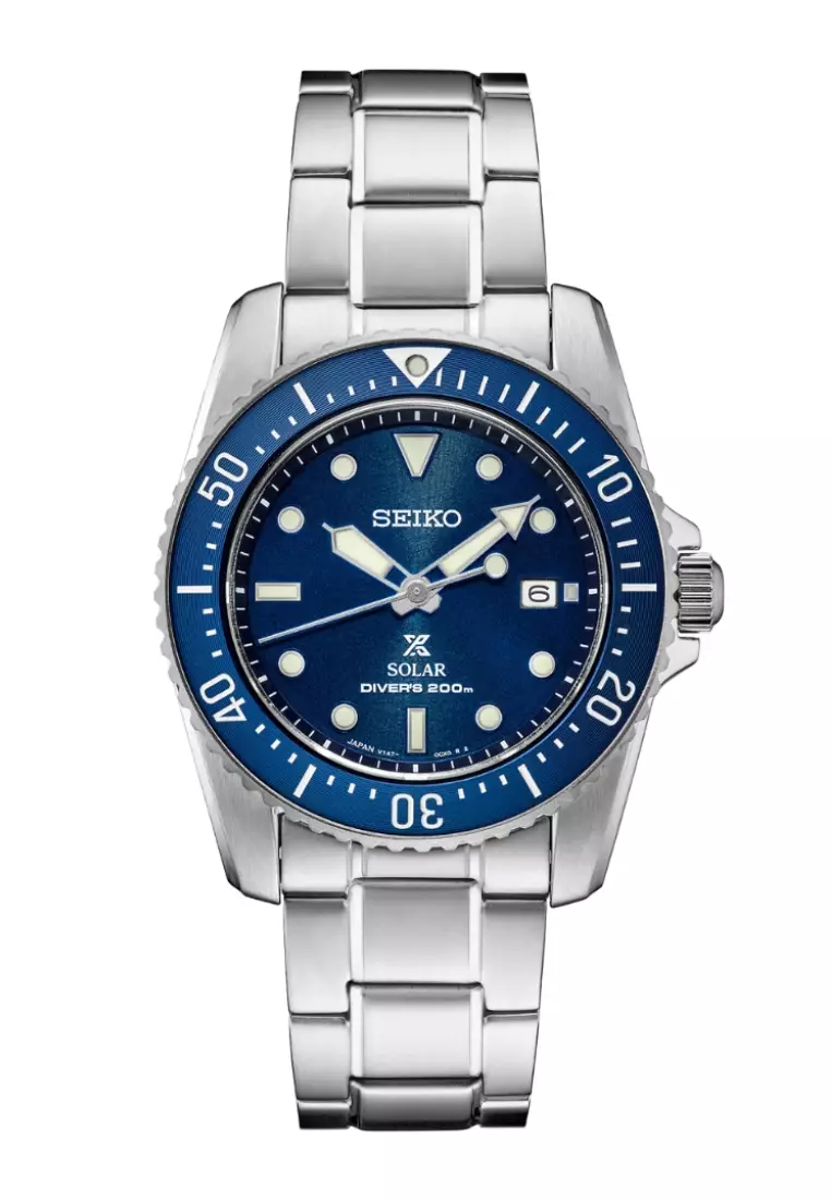Seiko Prospex Compact Solar Scuba Diver's 200m Blue Dial Stainless Steel  Band Watch SNE585P1