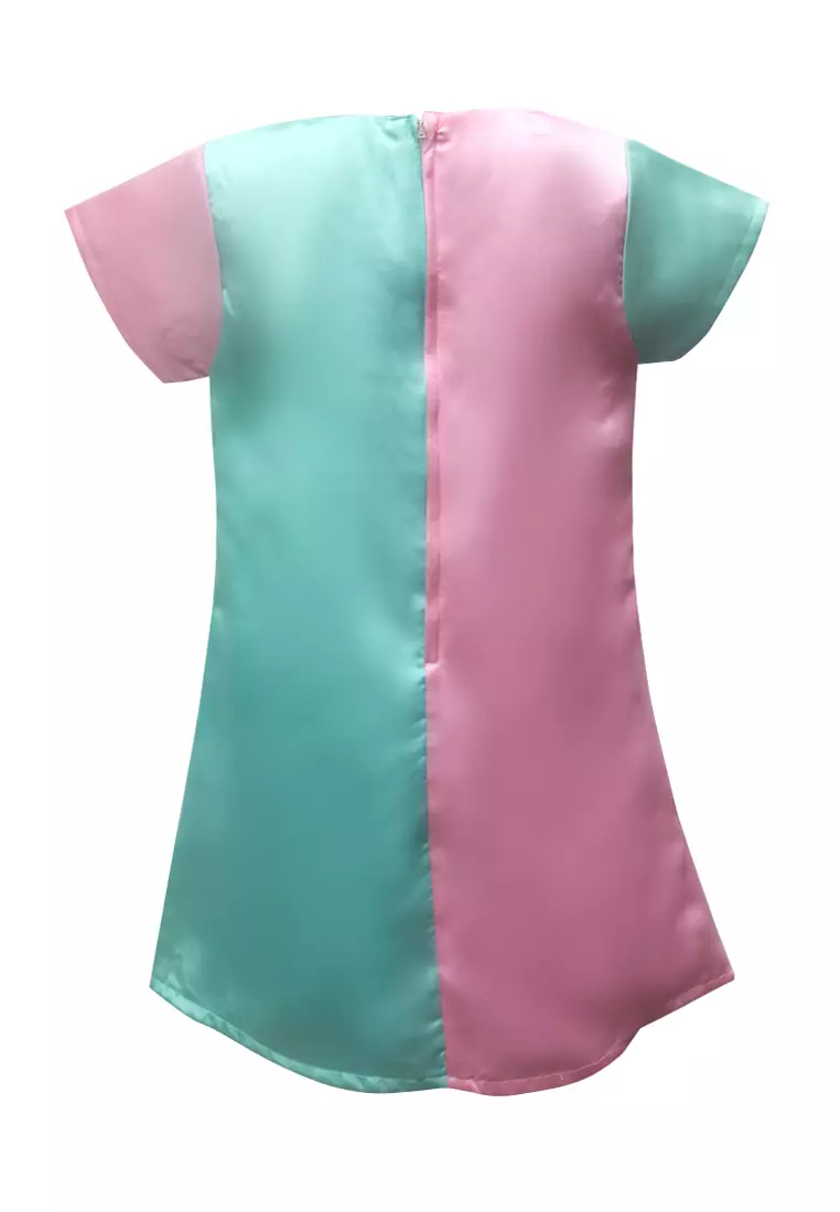 Two Mix Dress Anak Perempuan Satin Usia 1-8 Tahun 4208