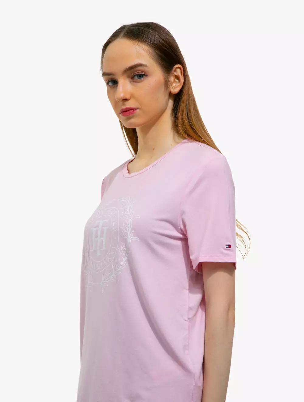 TOMMY HILFIGER - PRINTED SHIELD T-SHIRT - PASTEL PINK - pink