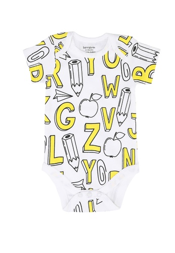 Berrytree Organic yellow Baby Bodysuit: Alphabets yellow 4EAC8KAE235200GS_1