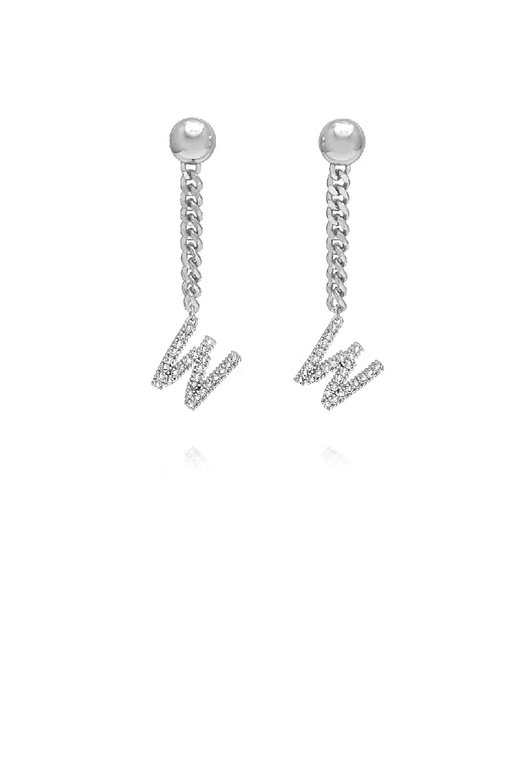 Buy Glamorousky Simple Fashion Alphabet W Tassel Earrings with
