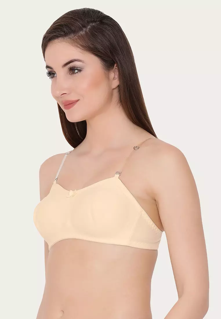 Buy Clovia Non-Padded Wirefree Full Coverage Strapless Tube Bra With  Detachable Transparent Straps in Beige - Cotton in Beige 2024 Online